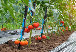 Firefly drip irrigation system close up with red tomatoes and water drops in greenhouse garden, wate (1).jpg